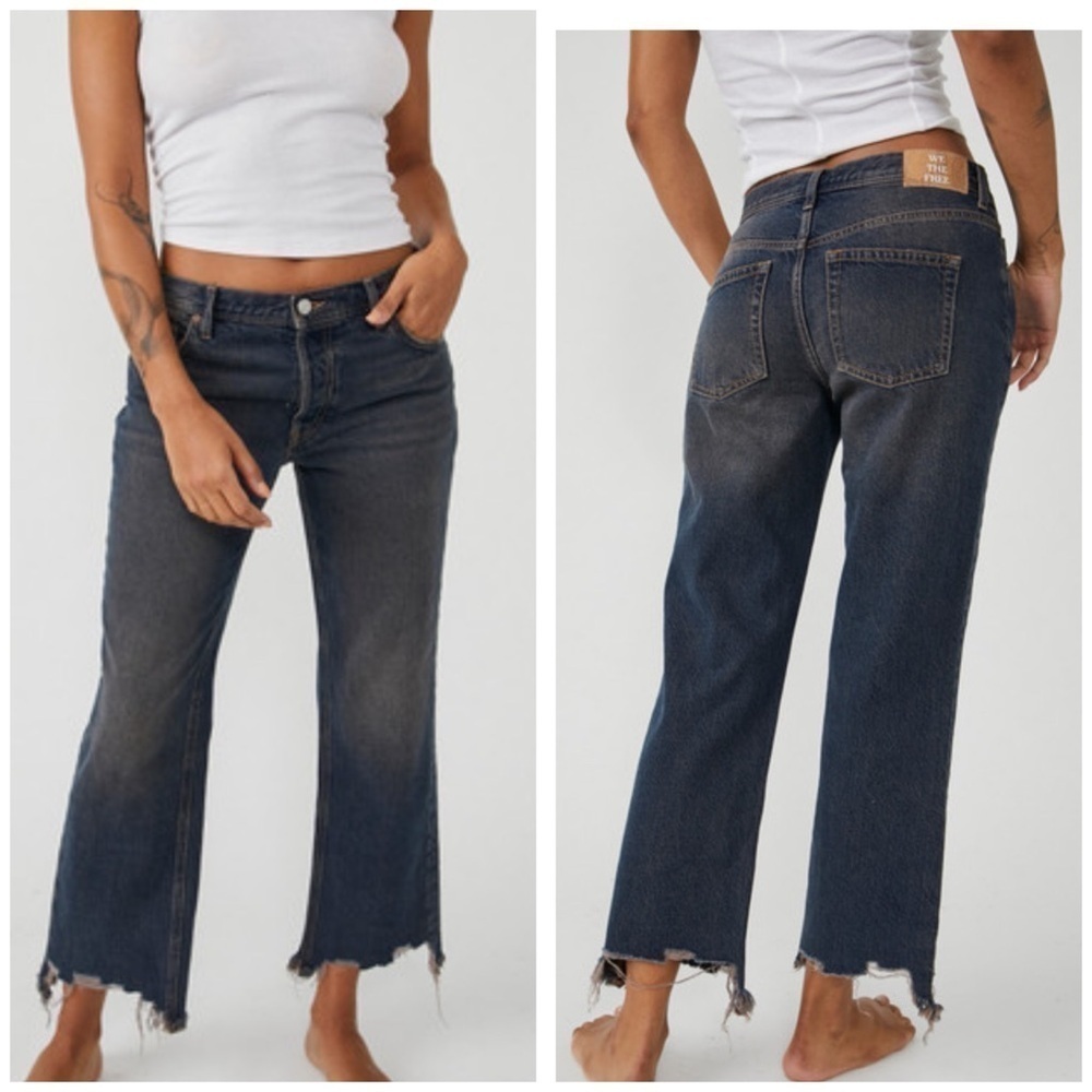 We The Free The Maggie Mid Rise Straight Leg Raw Hem Jeans NWT
